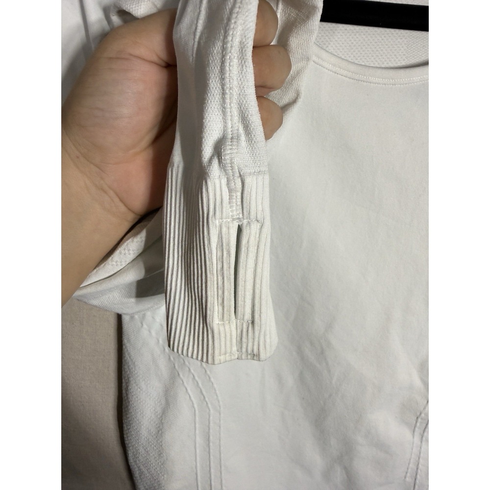 Quince Womens L White Long Sleeve Active Top Athletic Yoga Gym Stretch Shirt - Picture 4 of 8